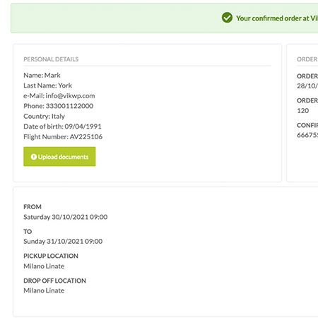 Front-end documents upload features for new rental orders