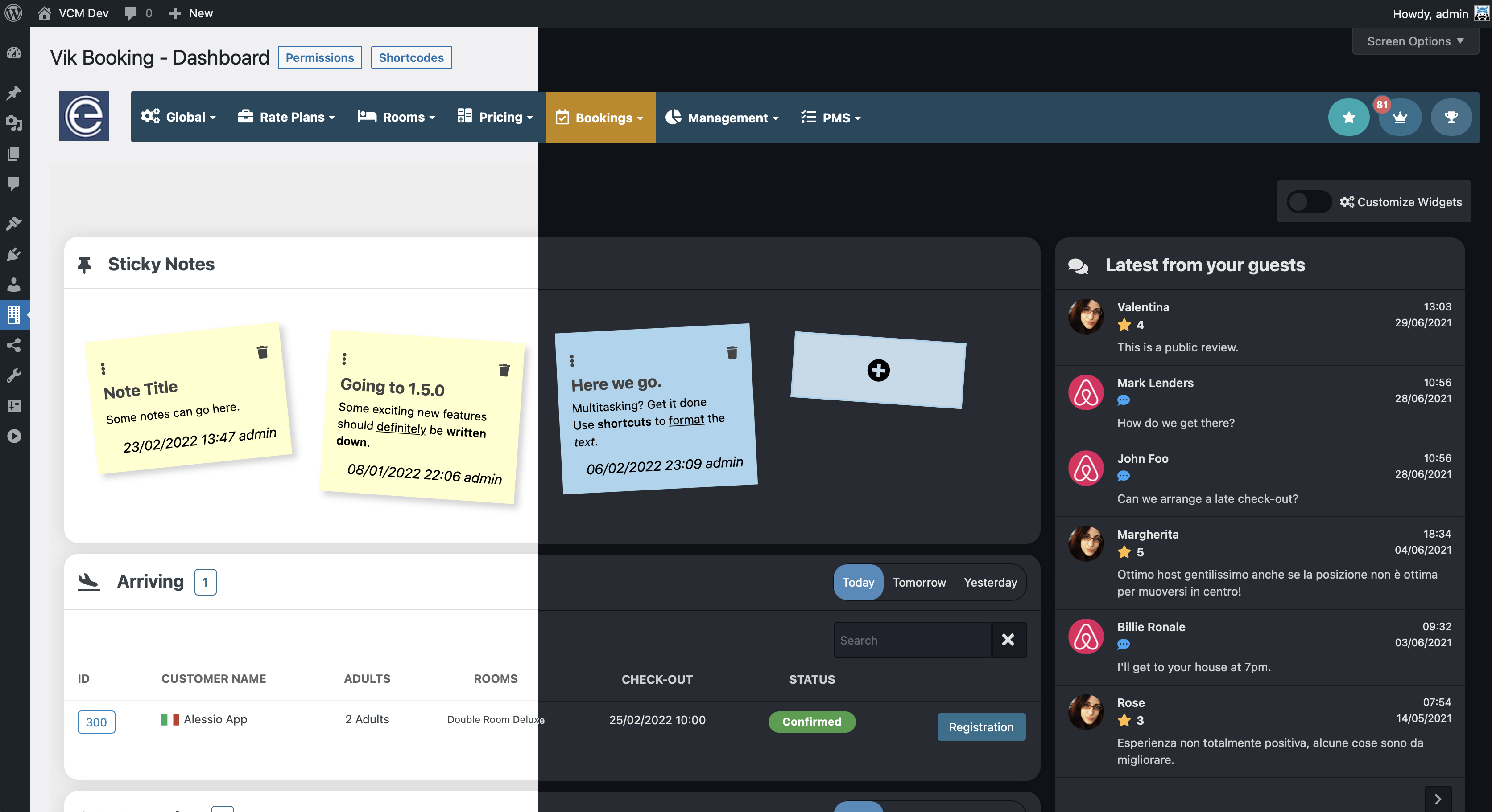 WordPress Vik Booking dark mode layout WordPress Vik Booking dark mode layout