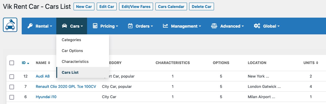 Vik Rent Car - Cars List