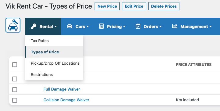 Vik Rent Car - Type of Prices