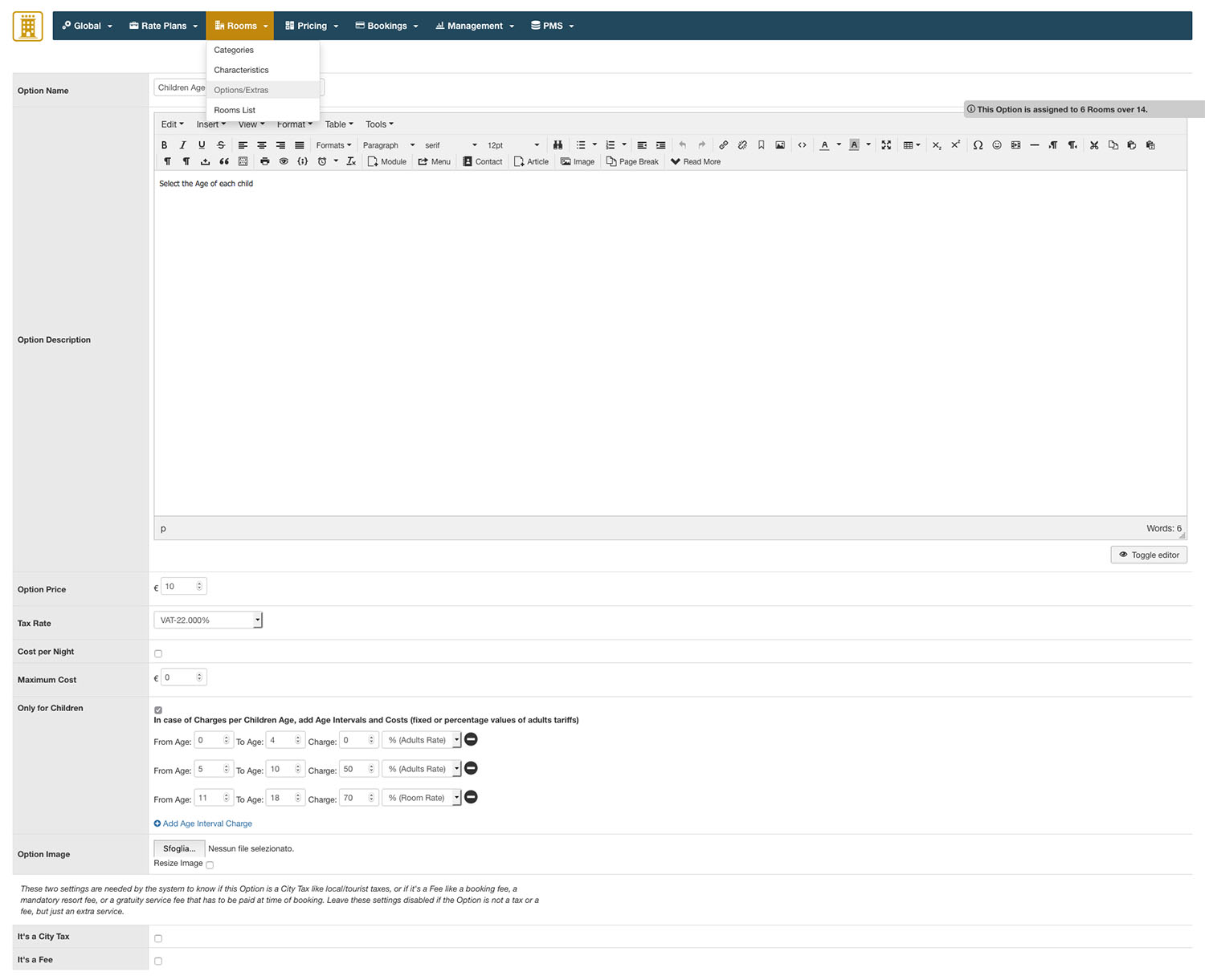 Vik Booking - Options/Extras Example