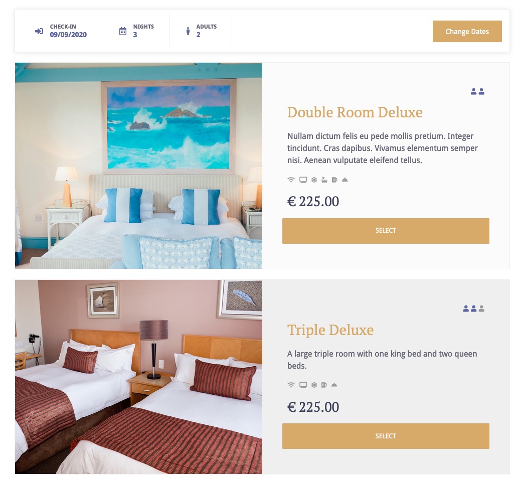 Processo prenotazione camera su Vik Booking