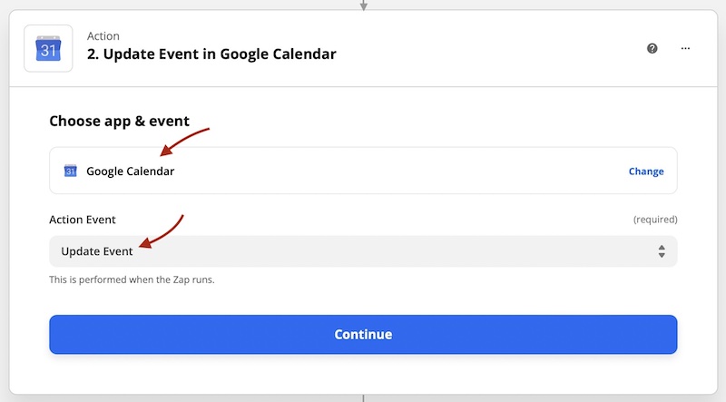 Zapier - Action Choose App & Event Zapier - Action Choose App & Event