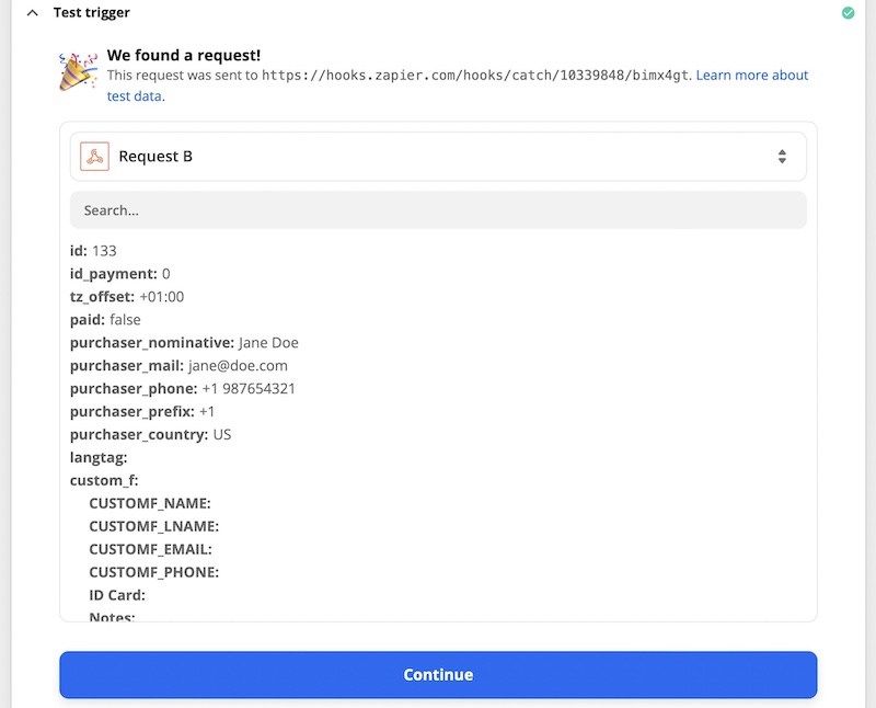 Zapier - Test Trigger Result Zapier - Test Trigger Result