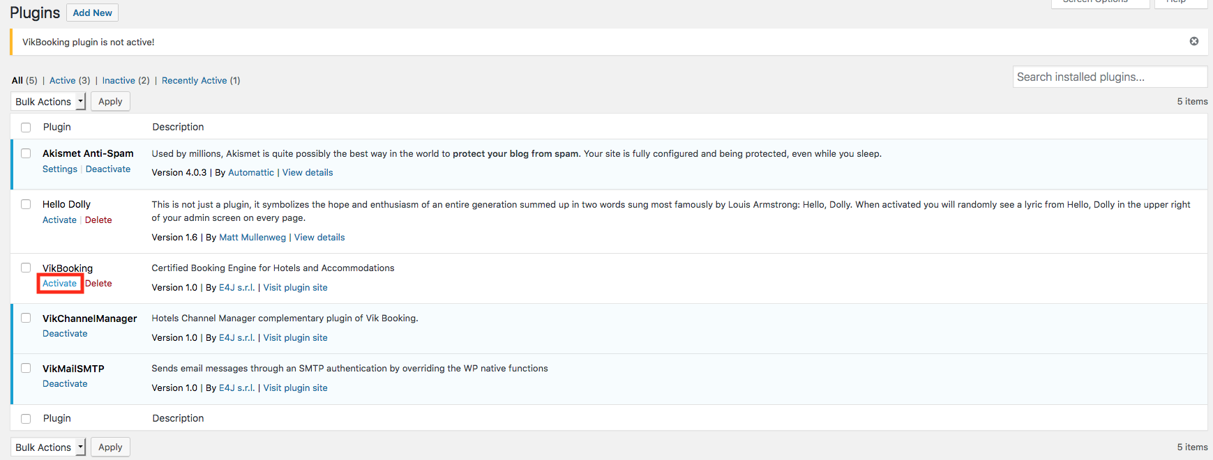 Activate Plugin - WordPress