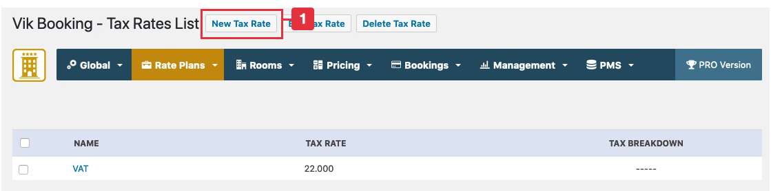 Add a new Tax Rate Add a new Tax Rate