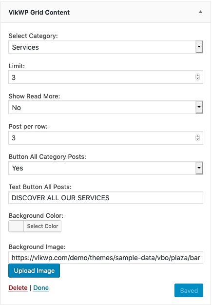 VikWP Grid Content Widget Admin