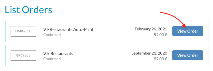 VikWP - Orders List VikWP - Orders List