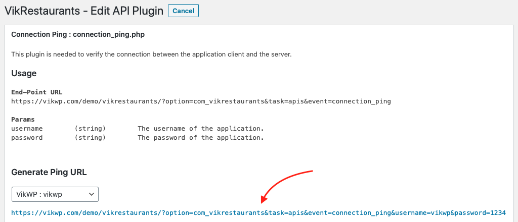 Setup - API Connection Ping