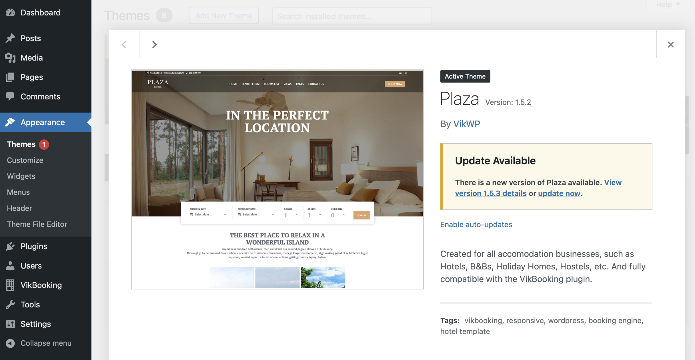 VikUpdater - Theme new version found