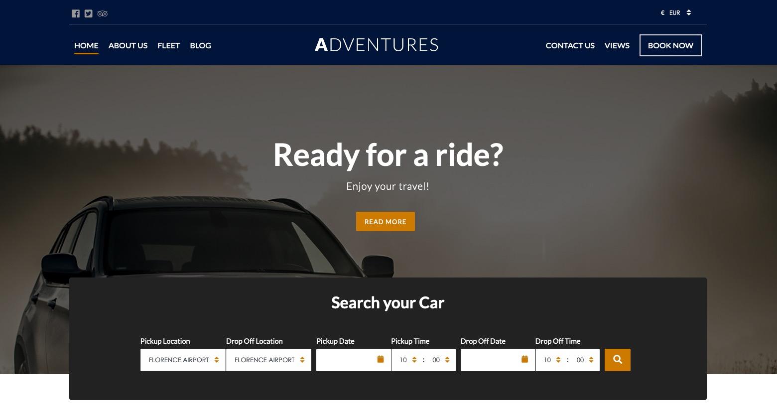 Theme Adventures - Header top slider example