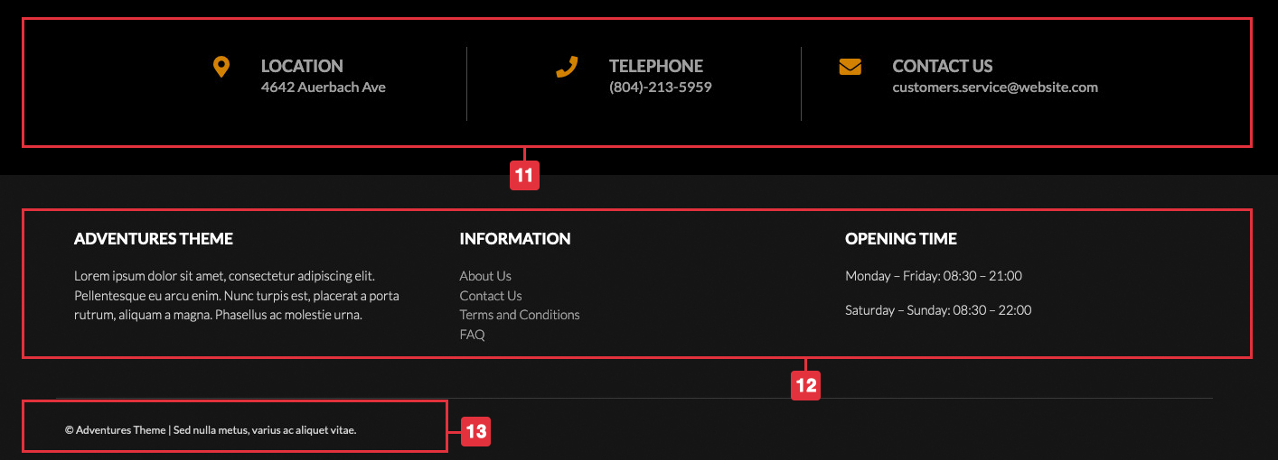 Adventures Theme - Footer Configuration Adventures Theme - Footer Configuration