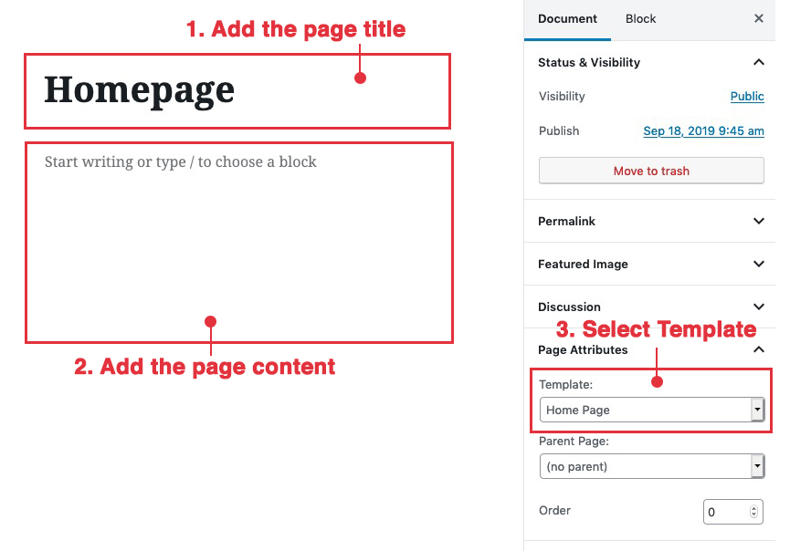 Setup front page WordPress - Adventures Theme