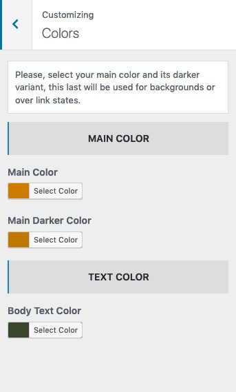Theme Adventures - colors settings Theme Adventures - colors settings