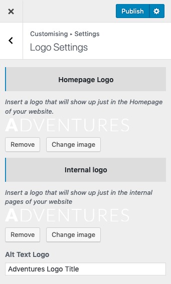 WordPress - Logo Settings Adventures - Logo Settings