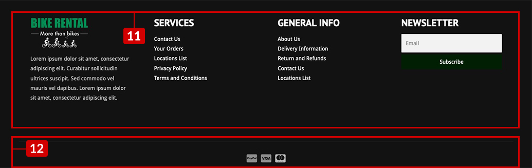 Bike Rental Theme - Footer Configuration