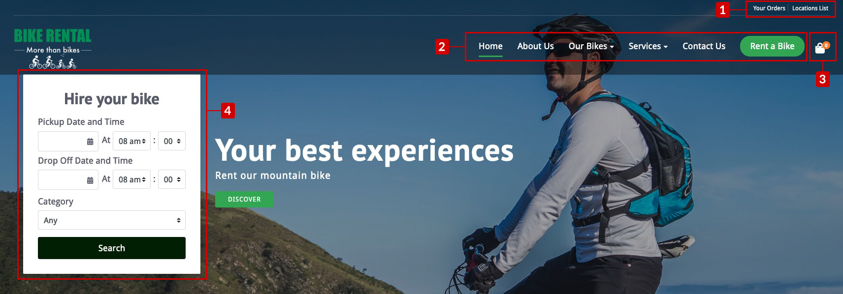 Bike Rental Theme Header