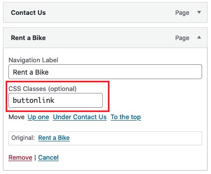 WordPress add your menu custom class