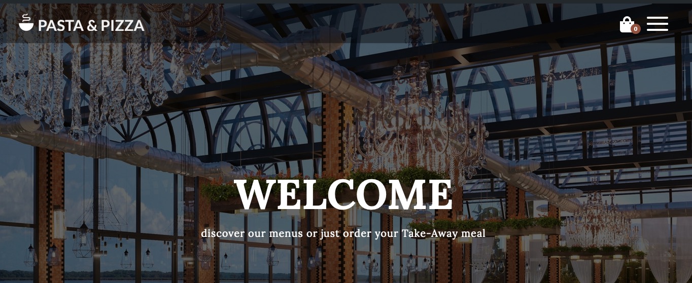 Theme Pasta & Pizza - Header over slider example