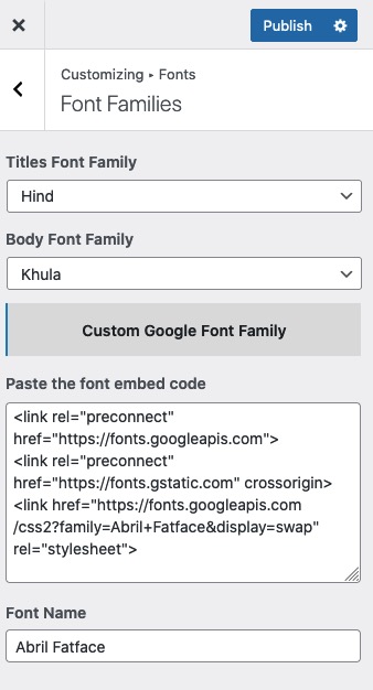 Google Font code Google Font code