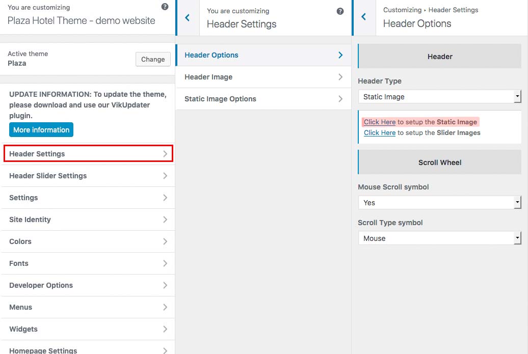Plaza - Static Header Setup Plaza - Static Header Setup