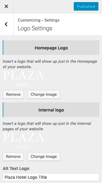 WordPress - Logo Settings Plaza - Logo Settings