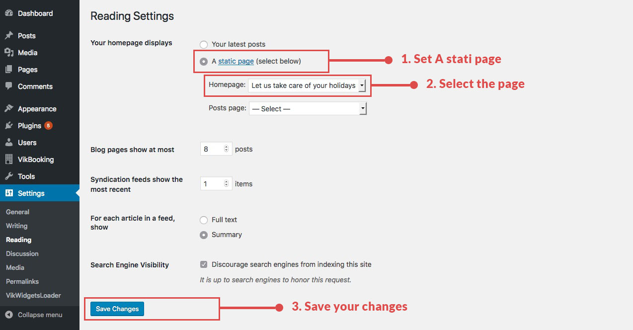 Seasons - Set up static page