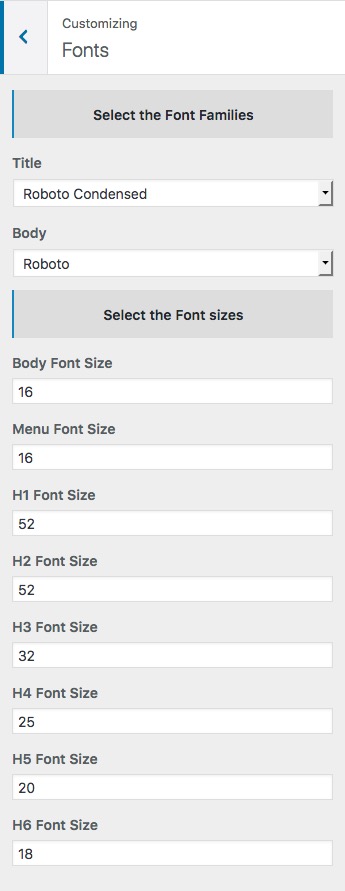 Plaza Theme - Font Family setup