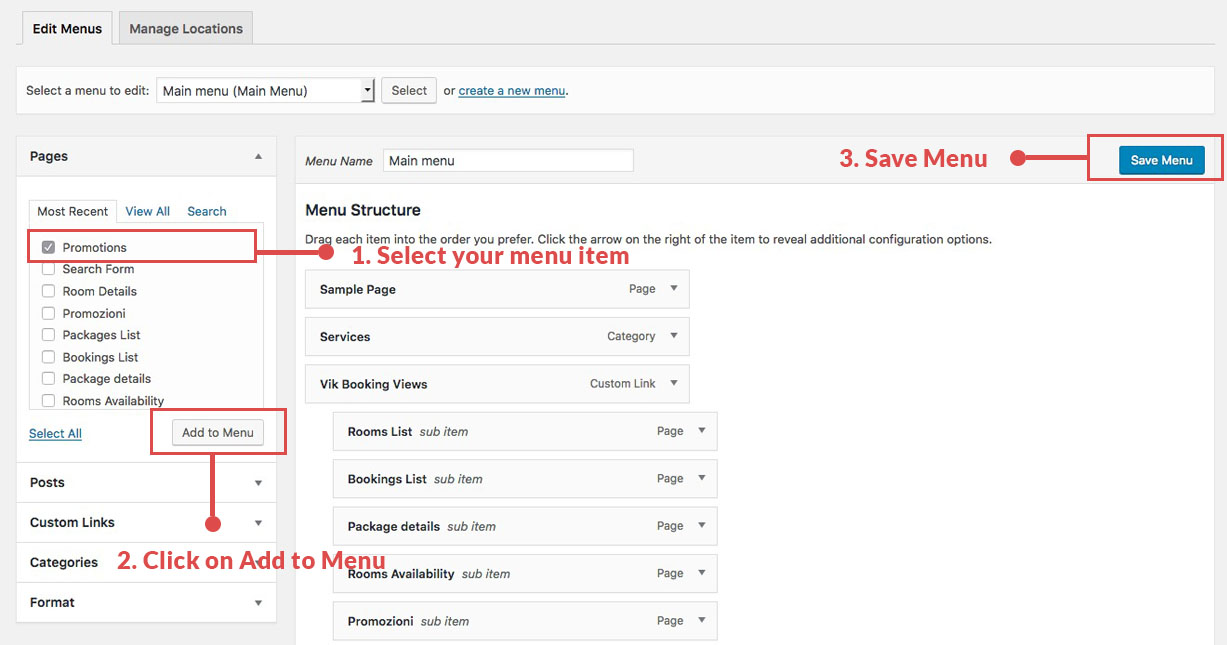 WordPress how to add Menu pages 