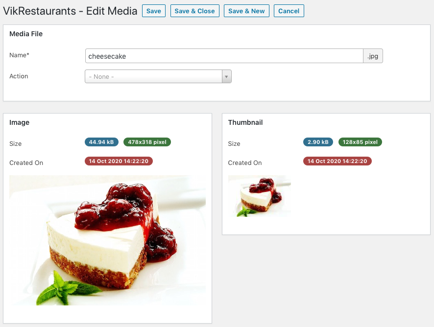 VikRestaurants - Media Management