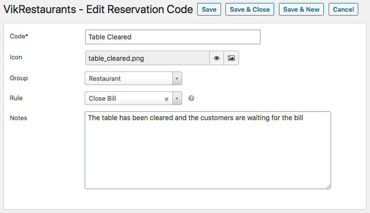 VikRestaurants - Reservation Code Management