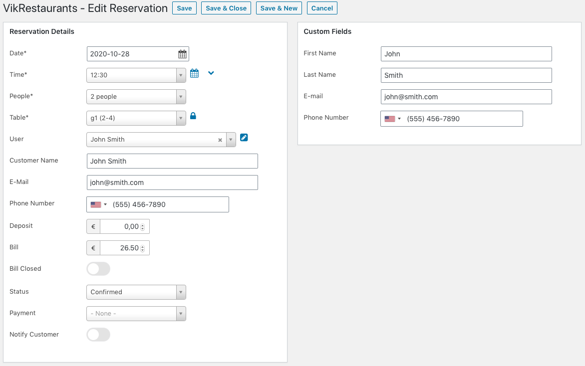 VikRestaurants - Reservation Management