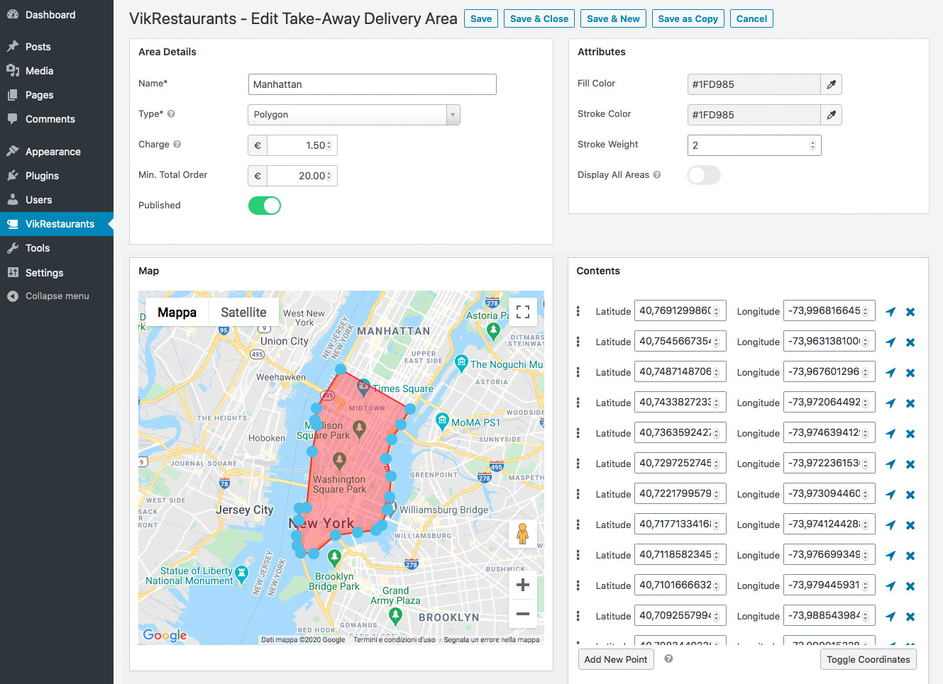 Manage delivery areas on a Take Away system plugin Manage delivery areas on a Take Away system plugin